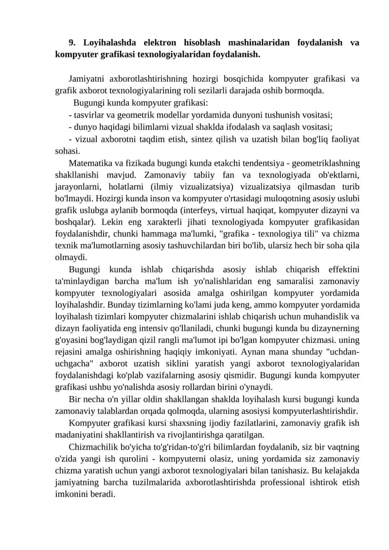 Kompyuter grafikasi va grafik axborot texnologiyalari 1