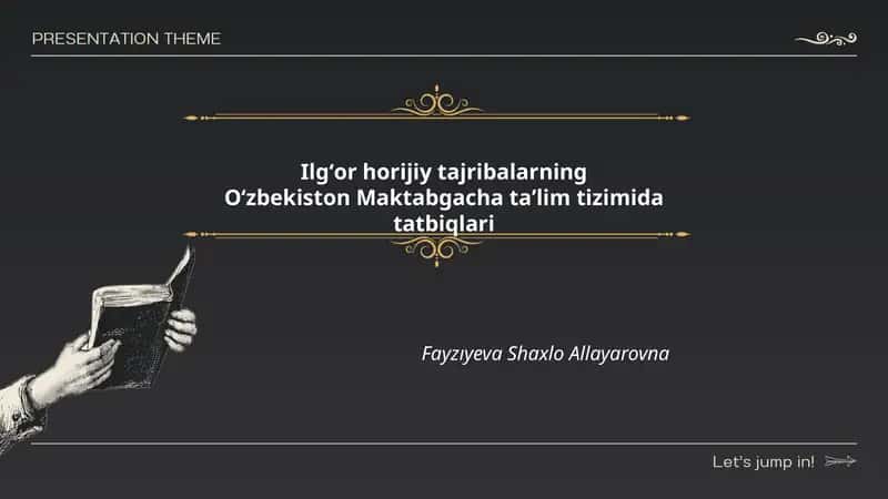 Ilgʻor horijiy tajribalarning Oʻzbekiston Maktabgacha taʼlim tizimida tatbiqlari 1