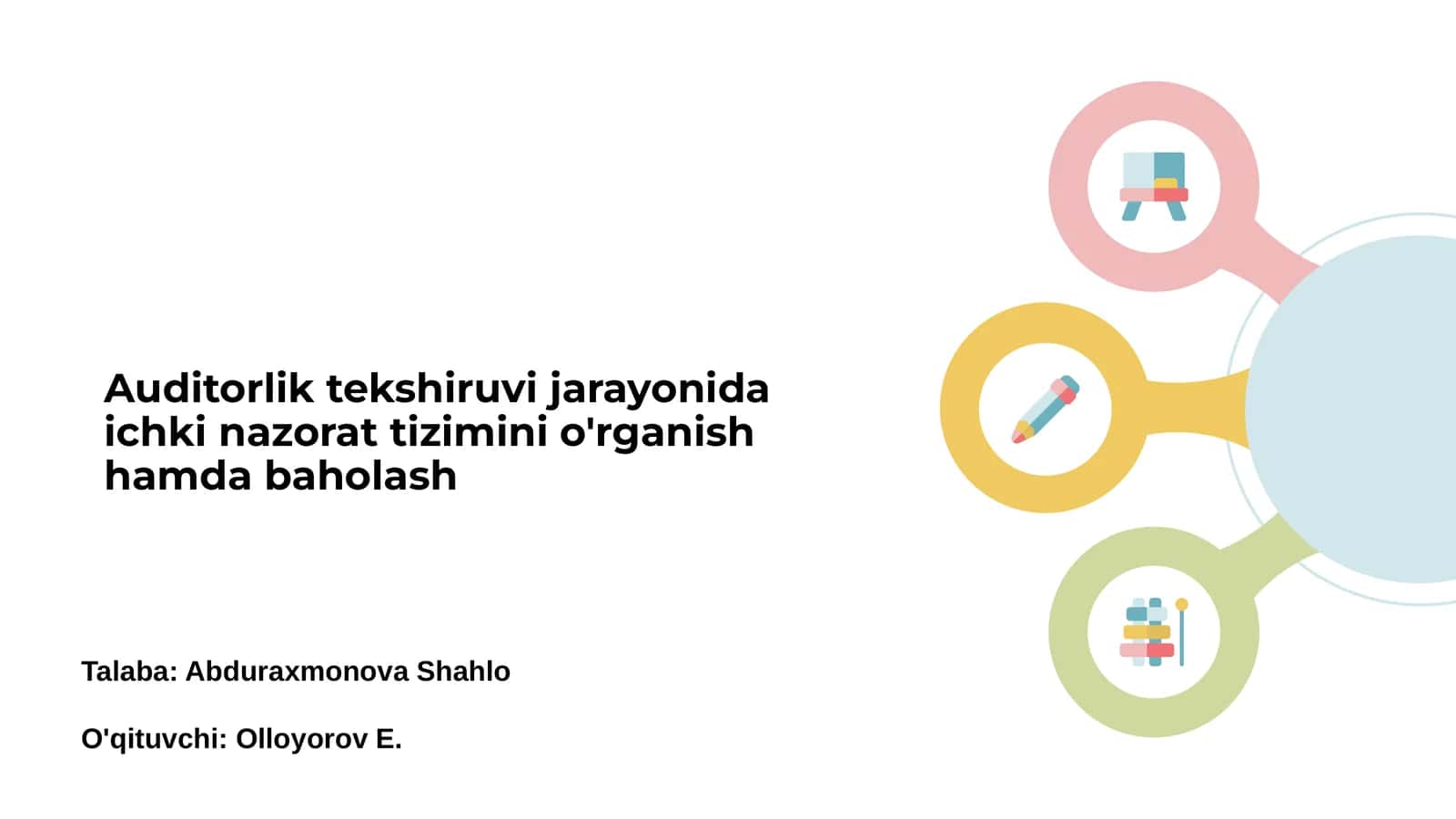 Auditorlik tekshiruvi jarayonida ichki nazorat tizimini o'rganish hamda baholash 1