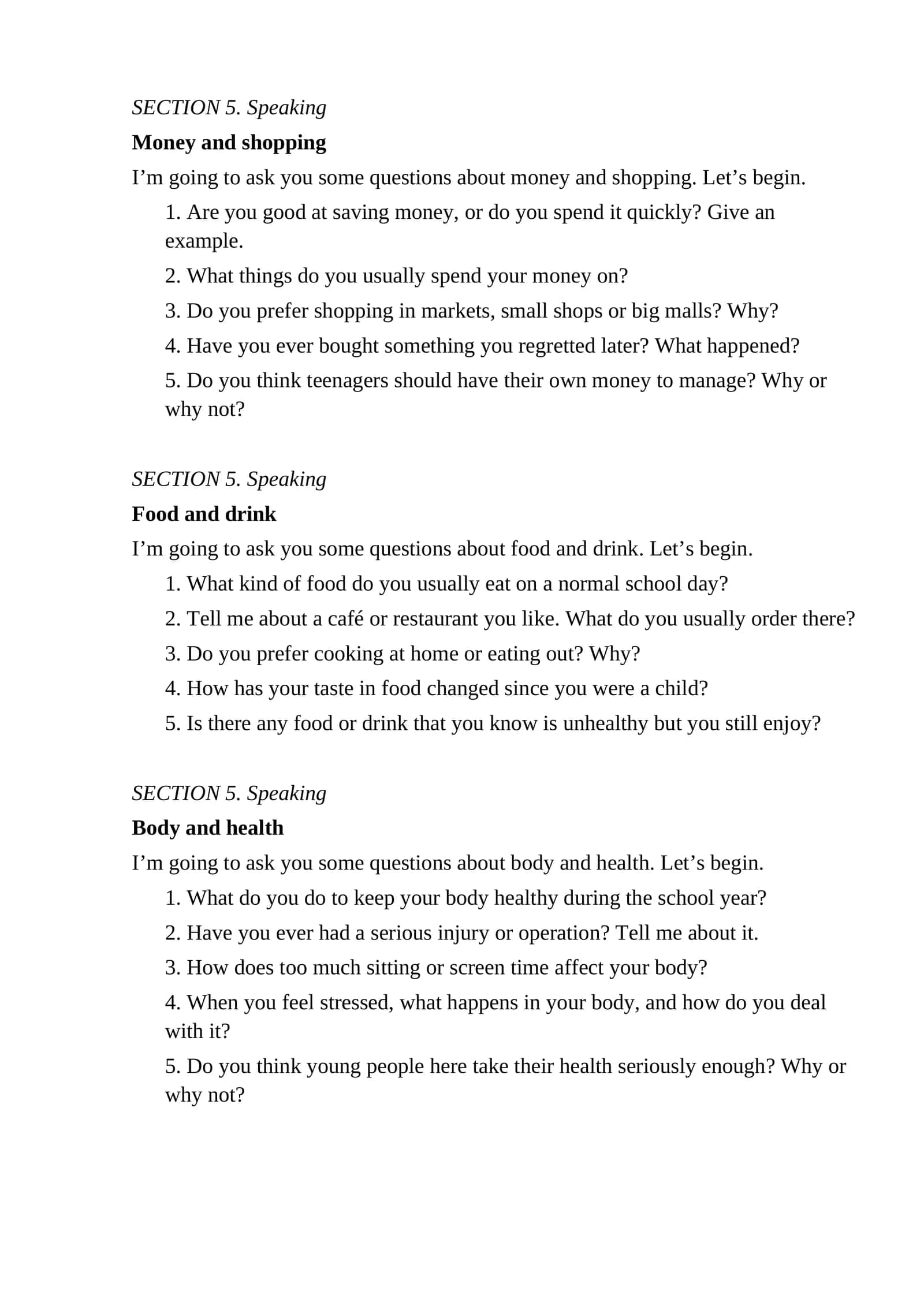 Body and health 1