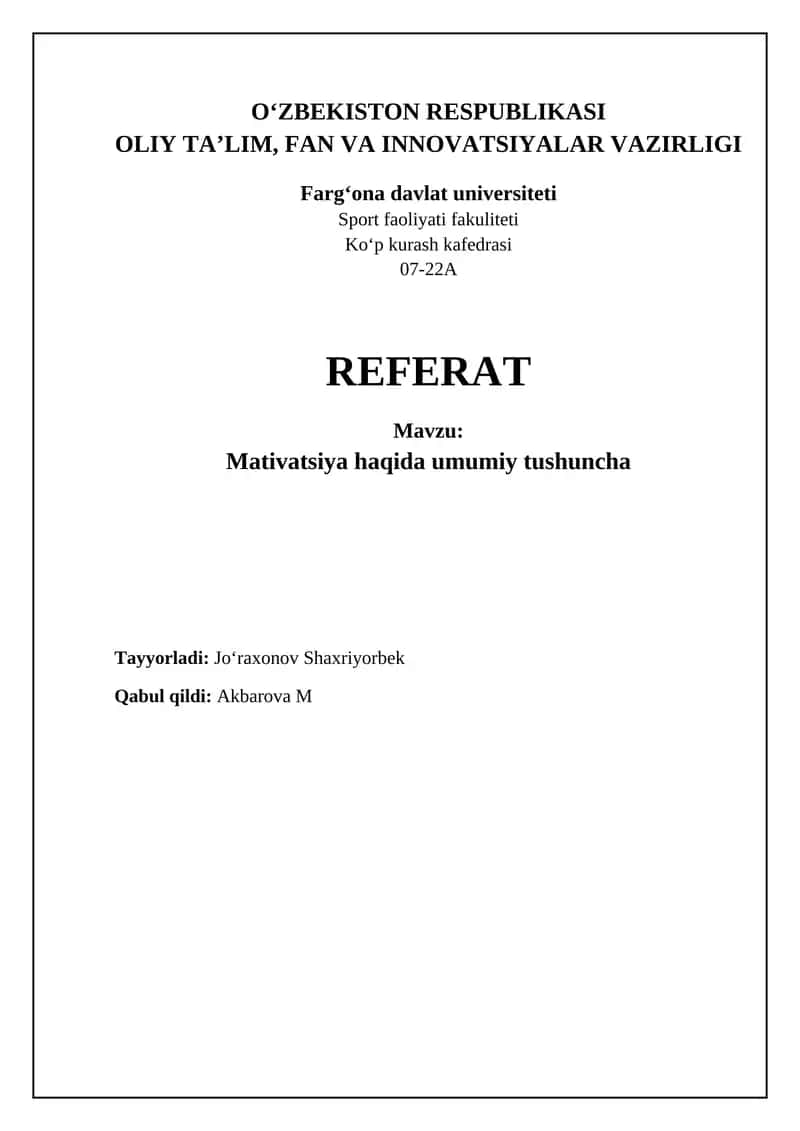 Motivatsiya haqida umumiy tushuncha 1