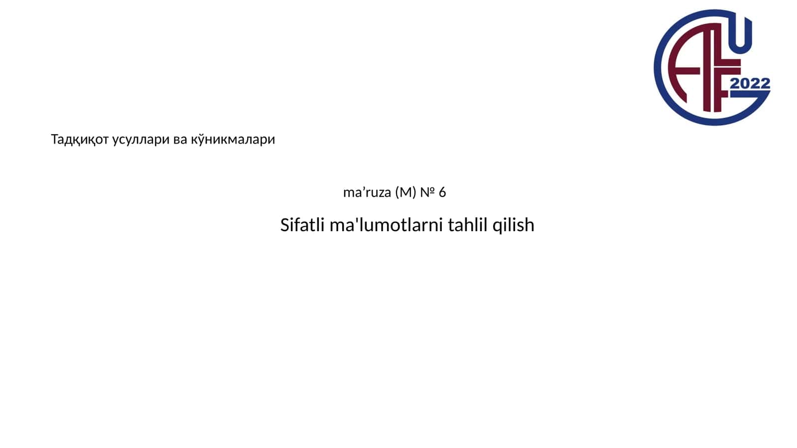Sifatli ma'lumotlarni tahlil qilish 1