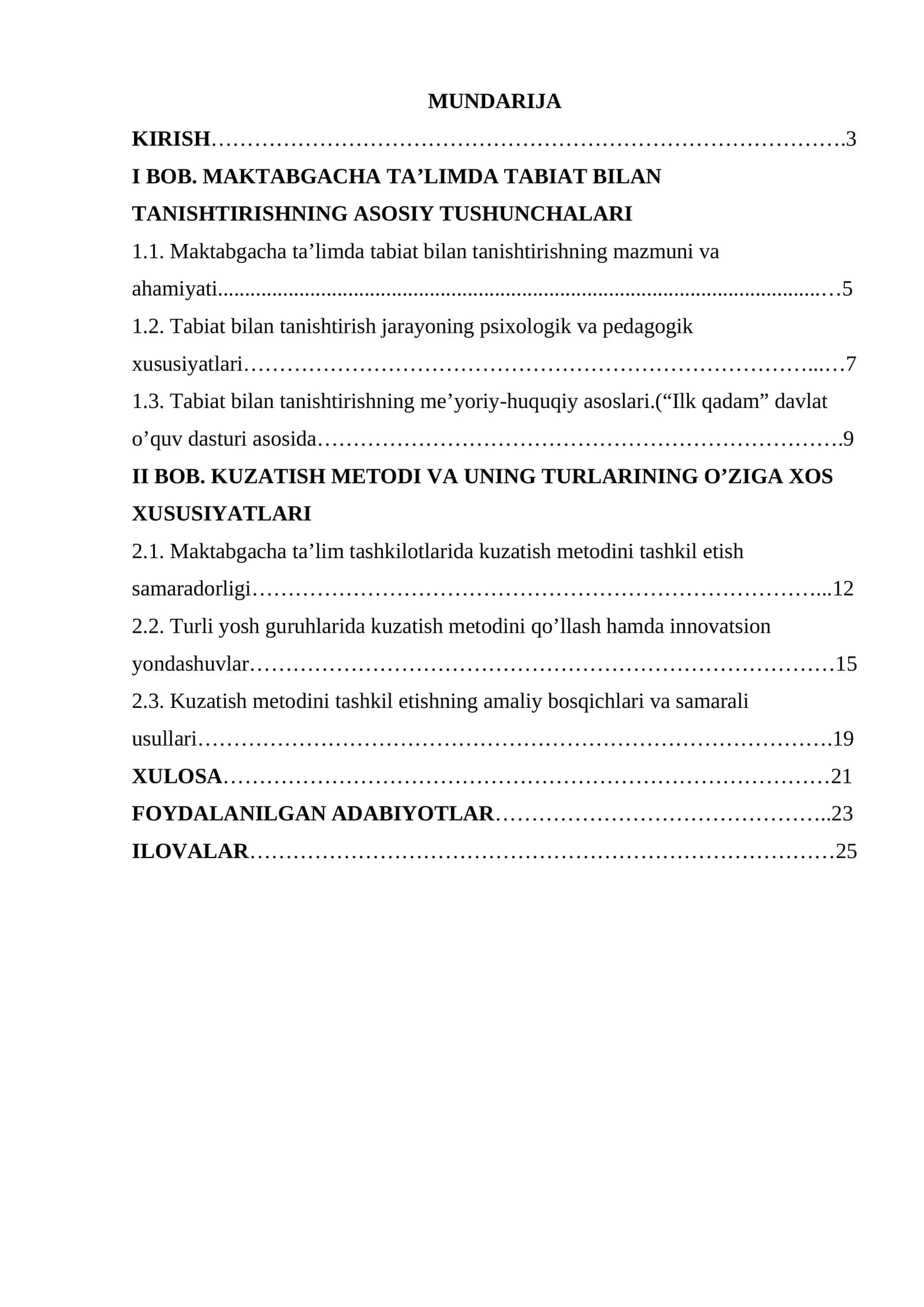 Tabiat bilan tanishtirishda kuzatish metodi va turlarini o’ziga xosliklari 1