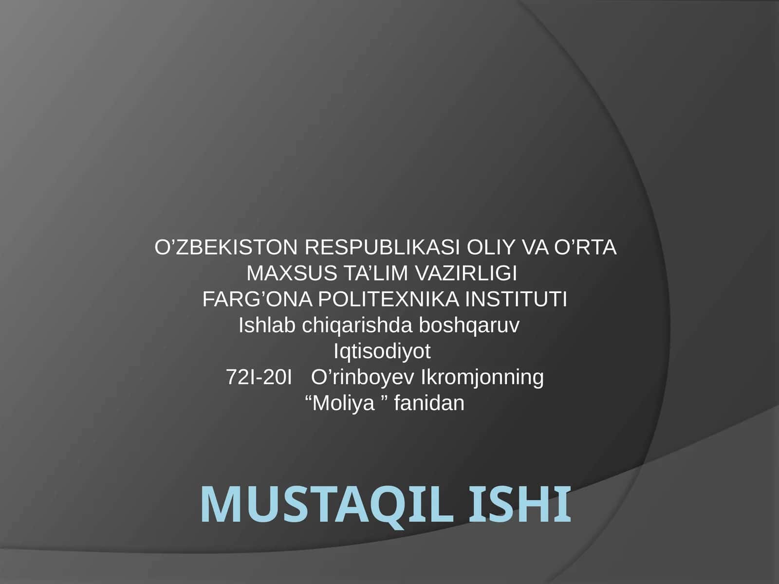 Moliyaviy Hisobotlar va Rejalashtirish 1