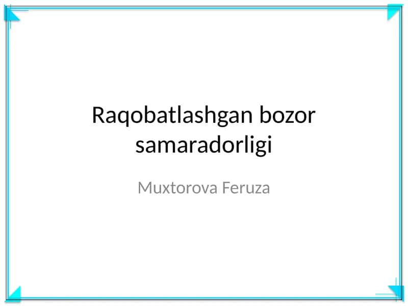 Raqobatlashgan bozor samaradorligi 1