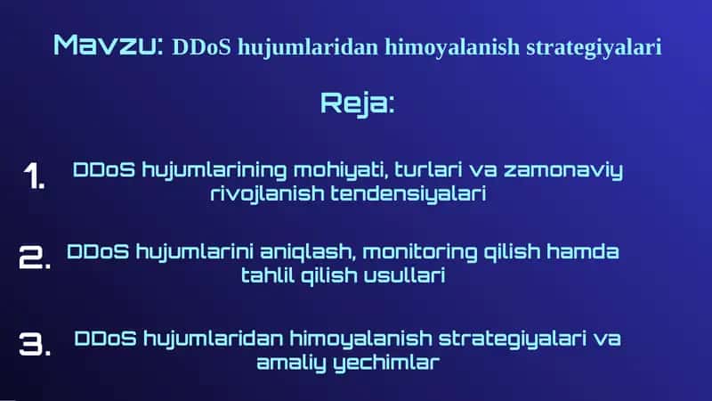 DDoS hujumlaridan himoyalanish strategiyalari 1