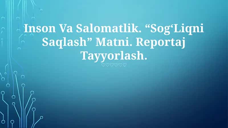 Sog'liqni Saqlash 1