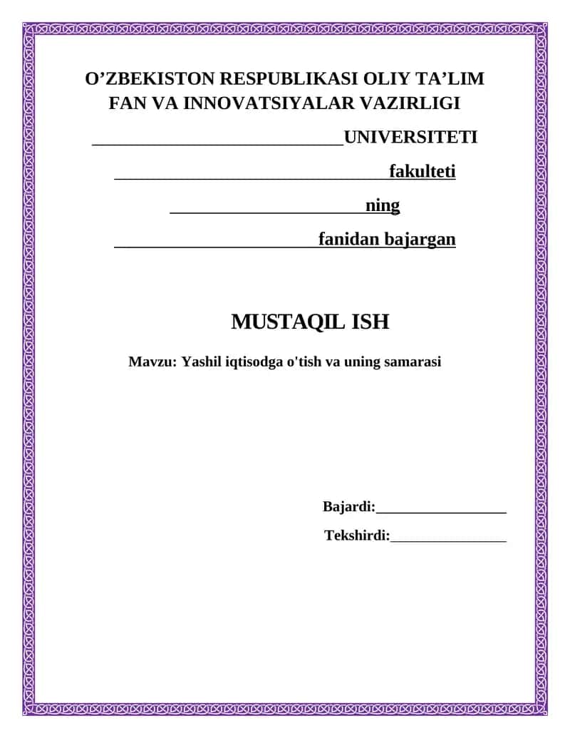 Yashil iqtisodga o'tish va uning samarasi 1