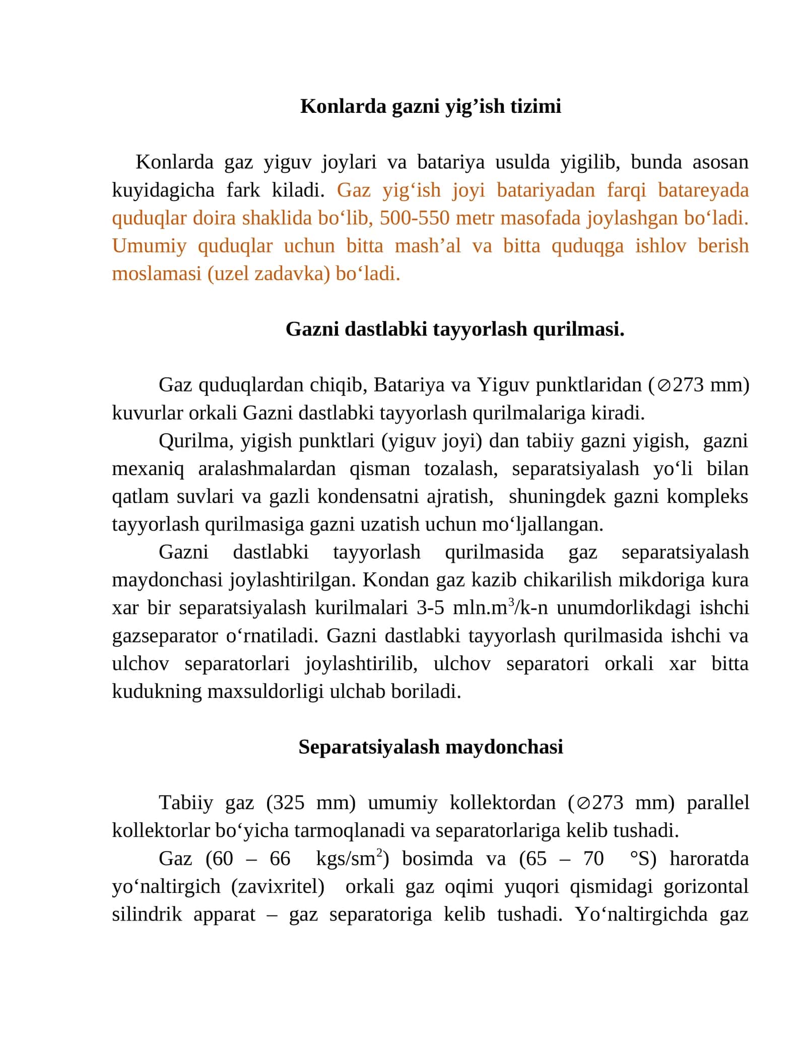 Konlarda gazni yig’ish tizimi 1