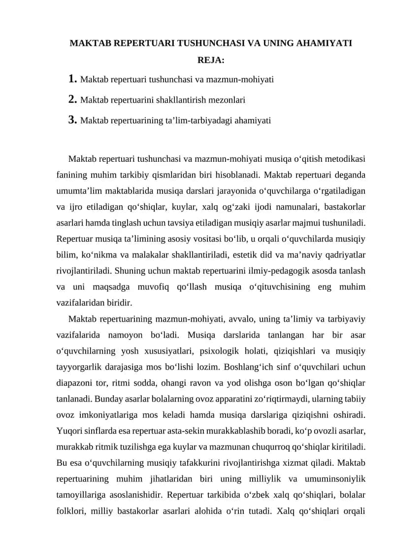 MAKTAB REPERTUARI TUSHUNCHASI VA UNING AHAMIYATI 1