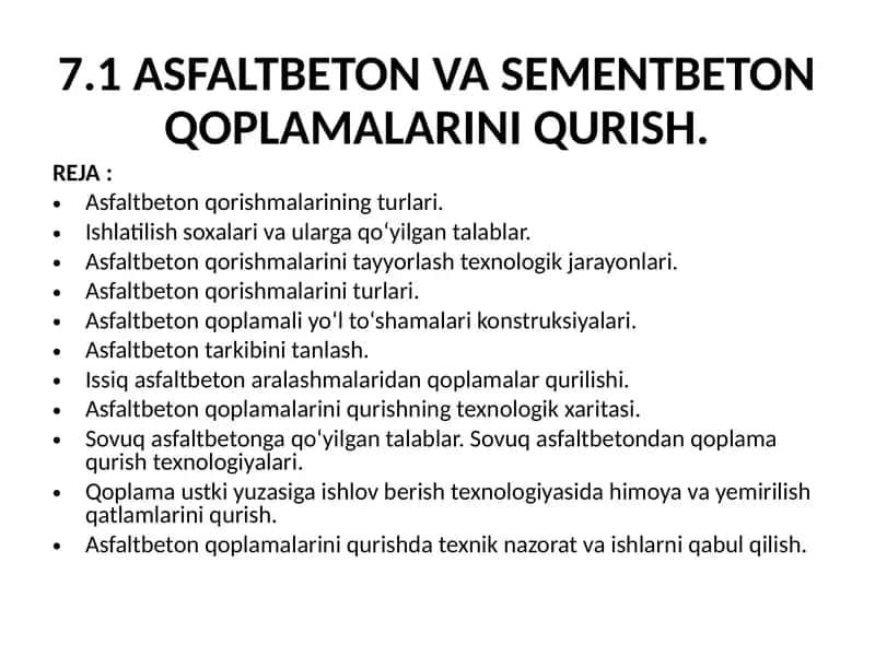 ASFALTBETON VA SEMENTBETONQOPLAMALARINI QURISH 1