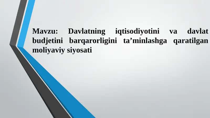 Davlatning iqtisodiyotini va davlat budjetini barqarorligini taʼminlashga qaratilgan moliyaviy siyosati 1