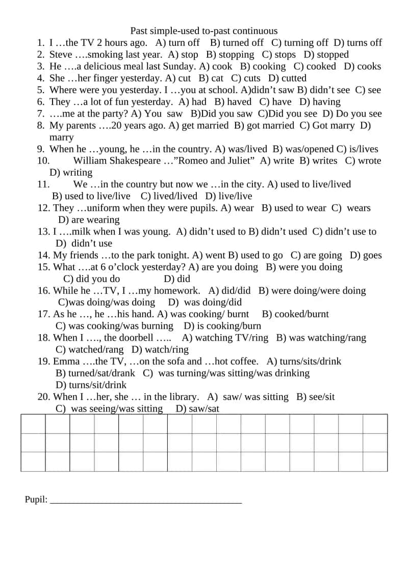Past simple-used to-past continuous 1