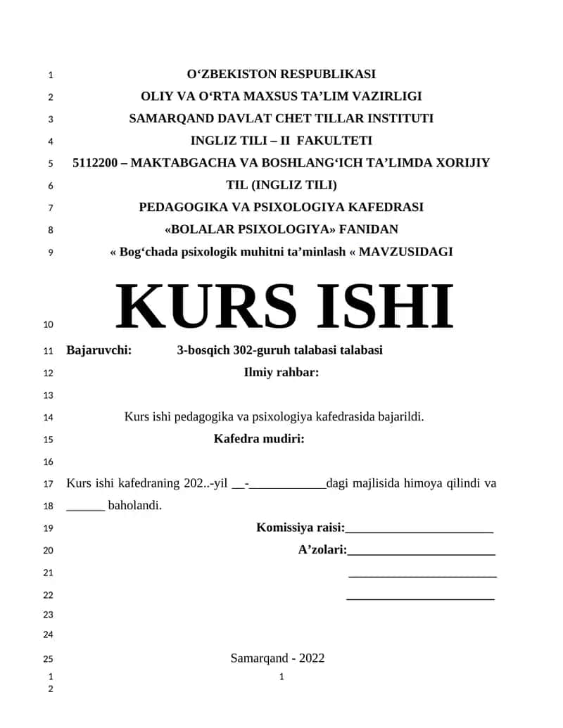 Bog‘chada psixologik muhitni ta’minlash 1