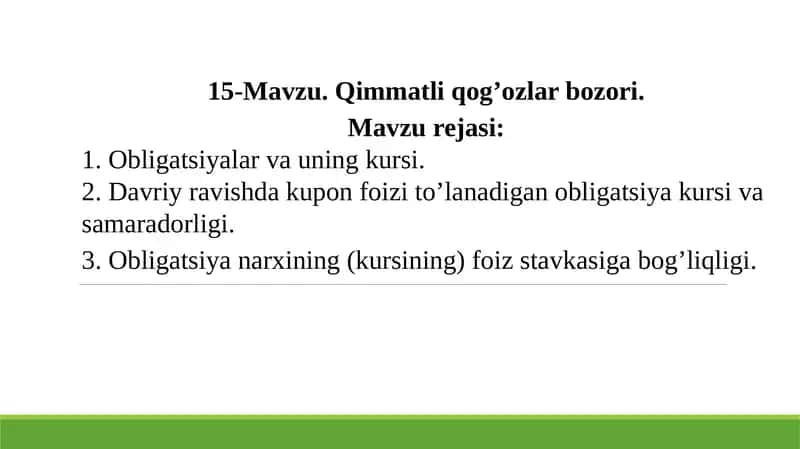 Qimmatli qog'ozlar bozori 1