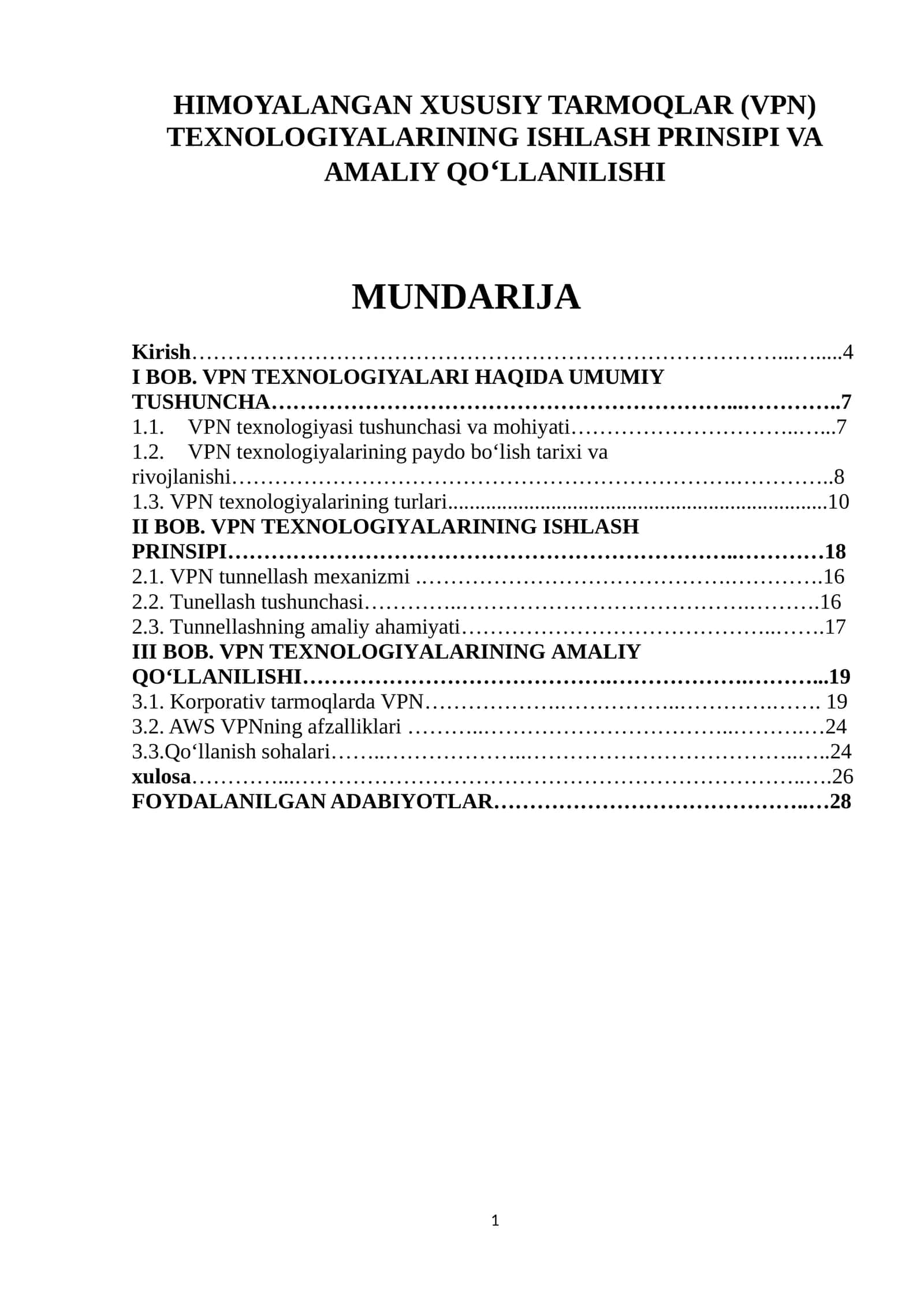 HIMOYALANGAN XUSUSIY TARMOQLAR (VPN) TEXNOLOGIYALARINING ISHLASH PRINSIPI VA AMALIY QO‘LLANILISHI 1