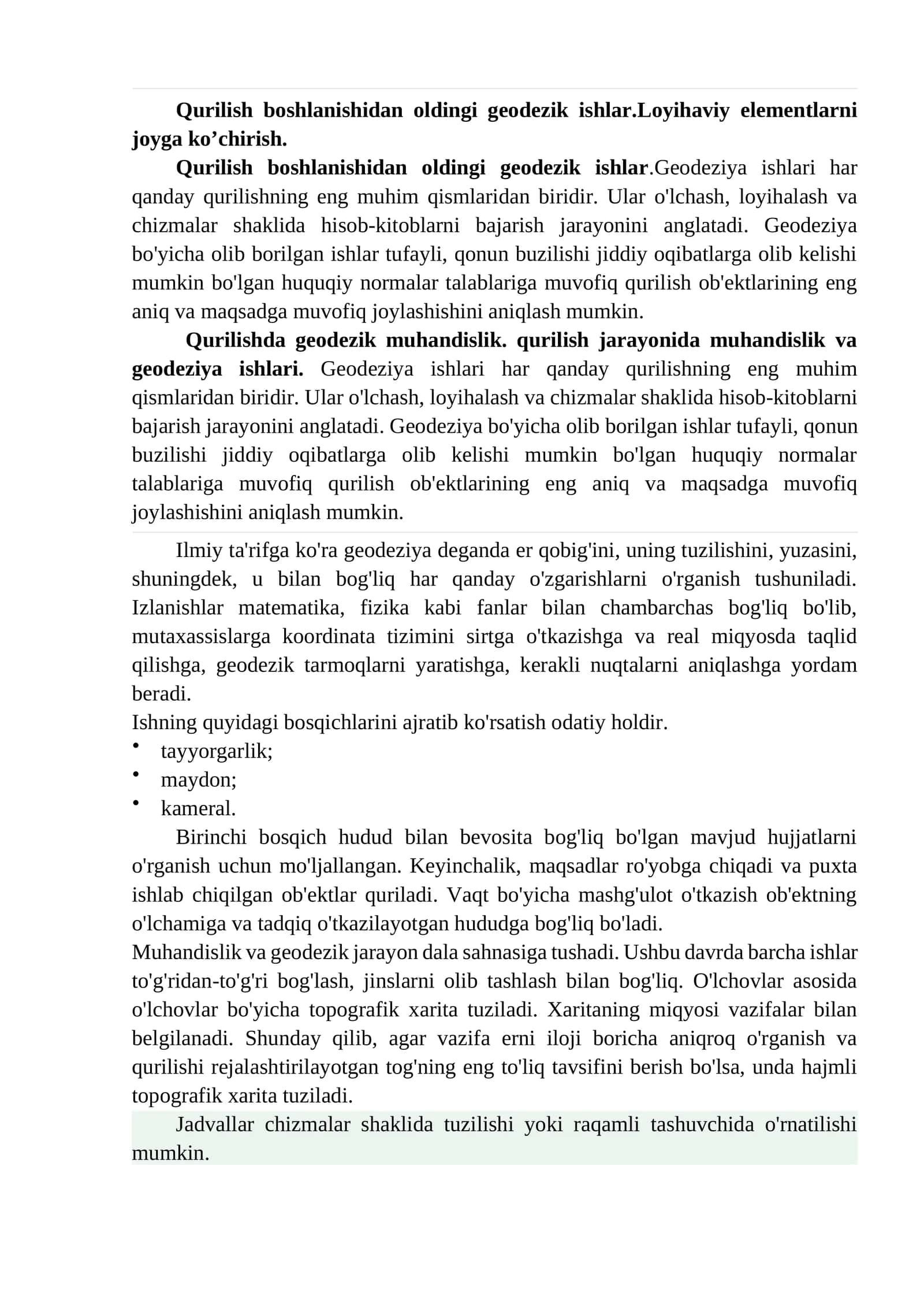 Geodeziya ishlari 1