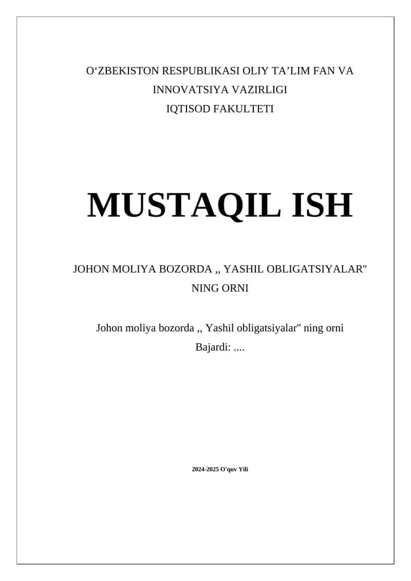 Yashil obligatsiyalar 1