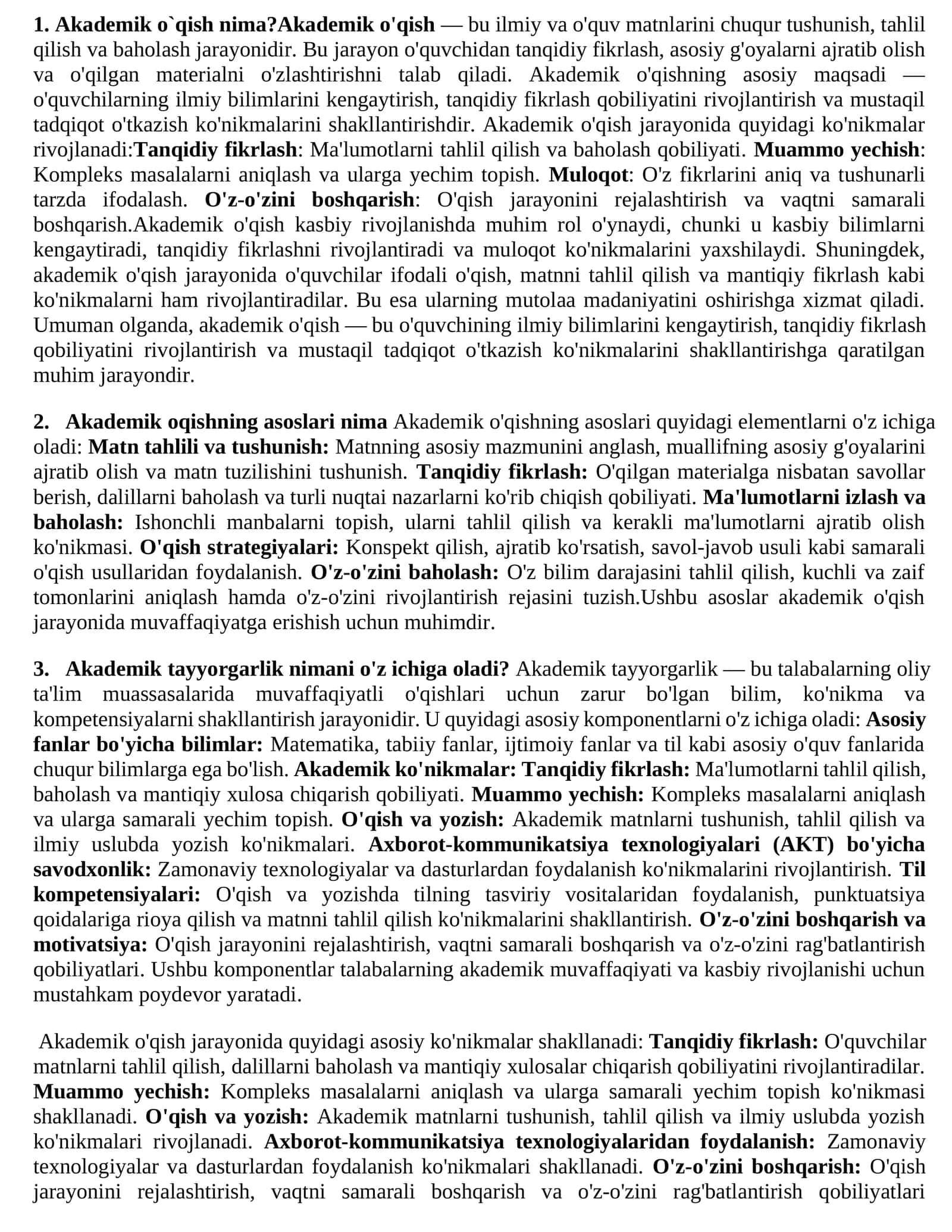 Akademik o`qish 1