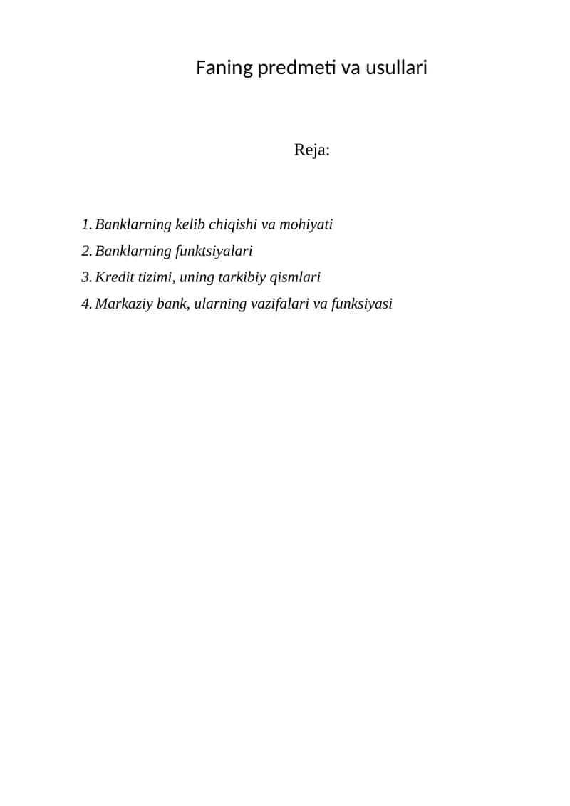 Banklarning kelib chiqishi va mohiyati 1