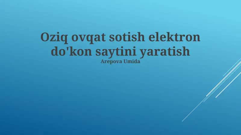 Onlayn Oziq-ovqat Do'koni Yaratish 1