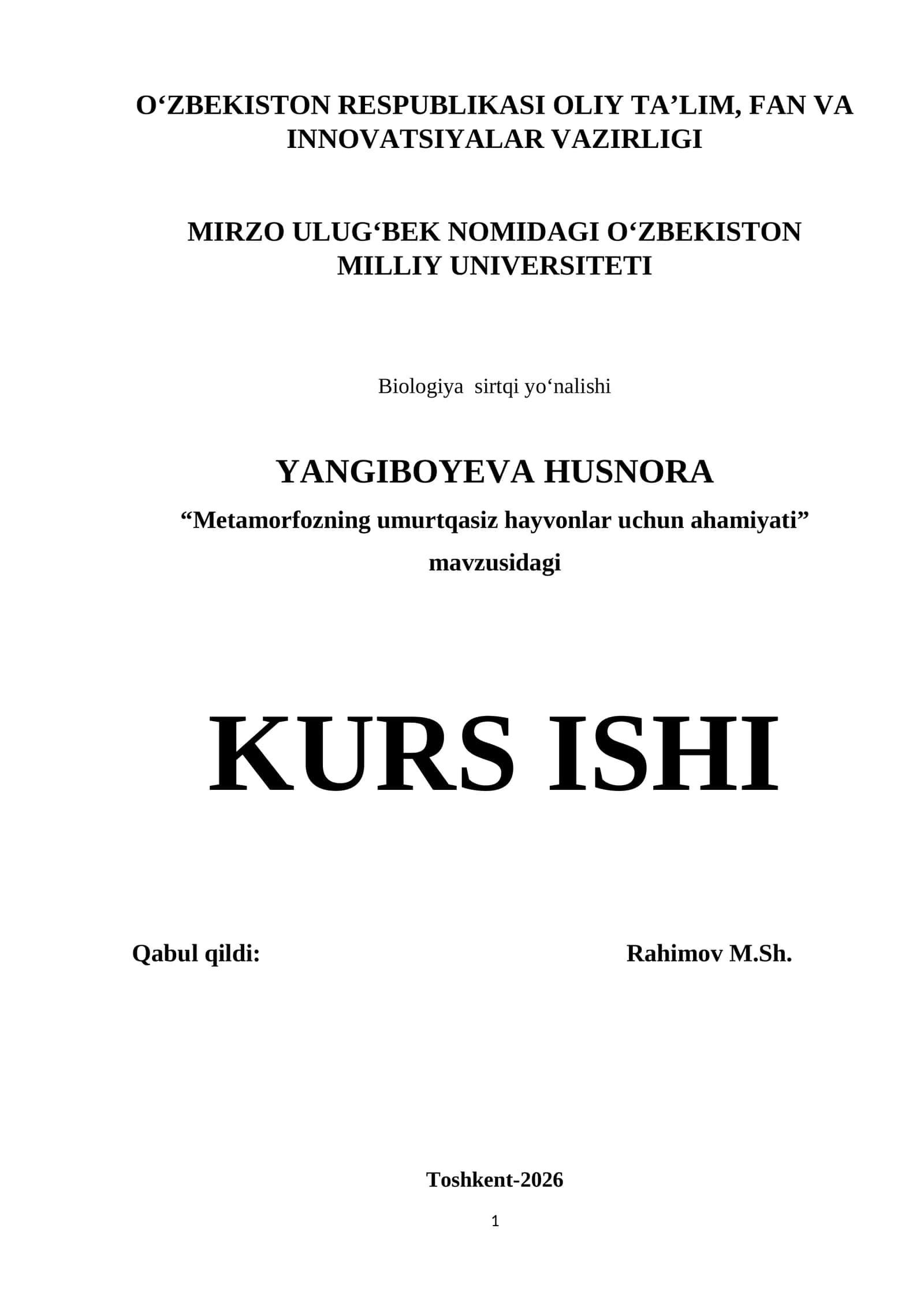 Metamorfozning umurtqasiz hayvonlar uchun ahamiyati 1
