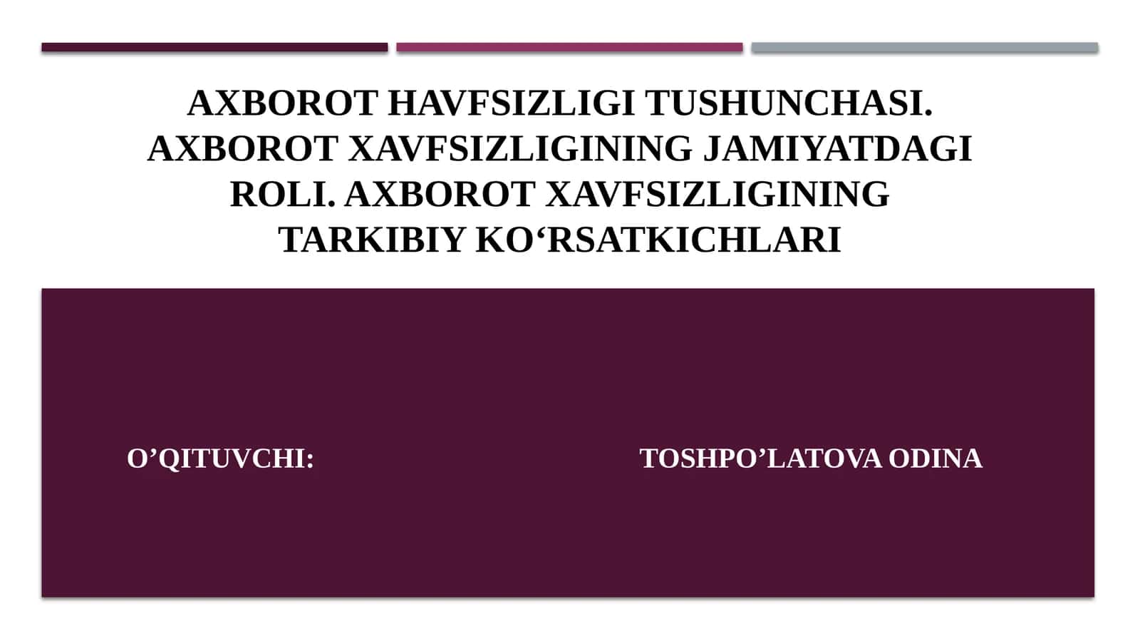 Axborot havfsizligi tushunchasi 1