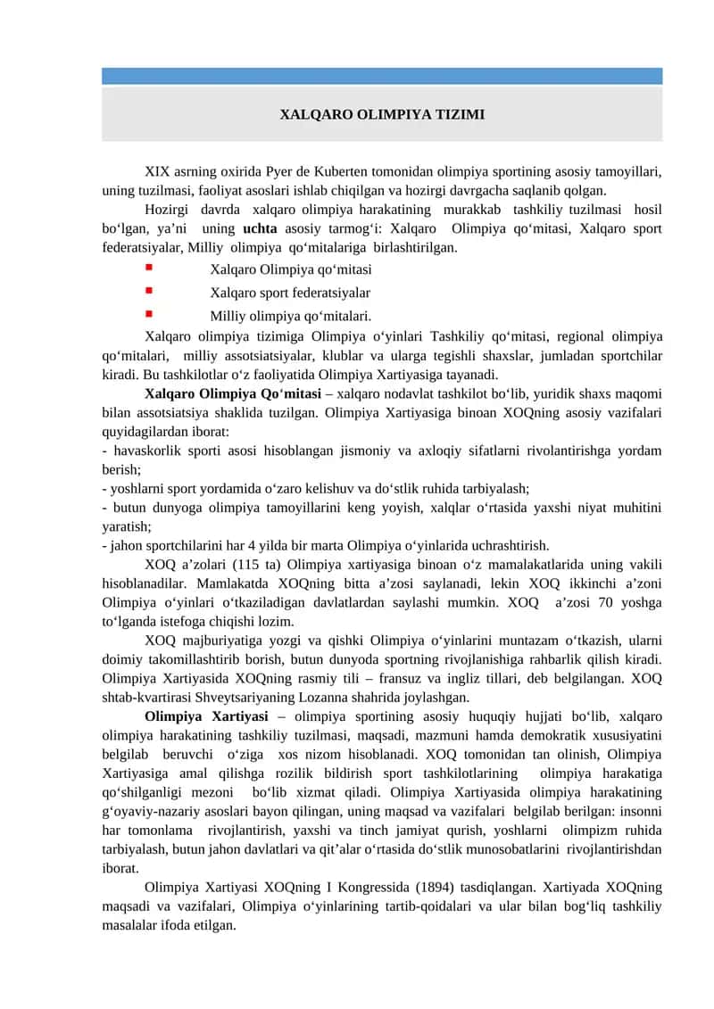 XALQARO OLIMPIYA TIZIMI 1