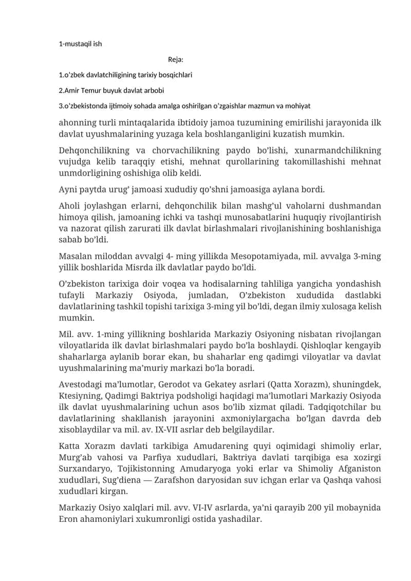 O‘zbek davlatchiligining tarixiy bosqichlari 1