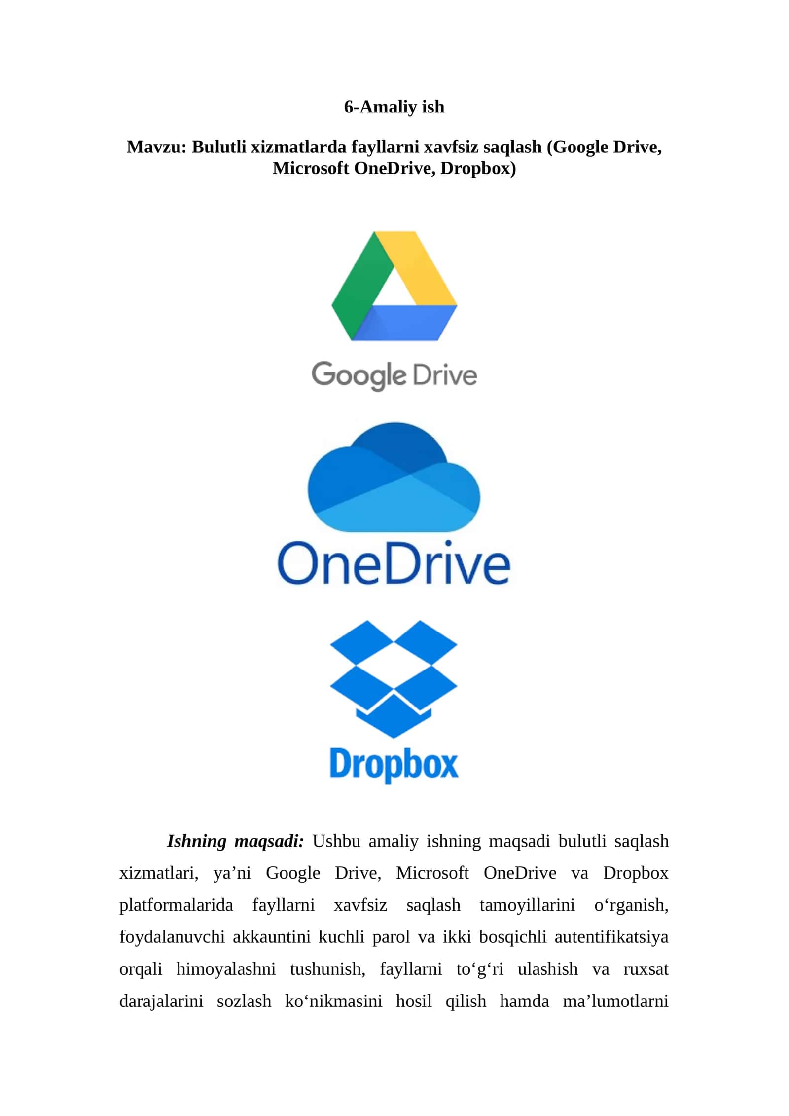 Bulutli xizmatlarda fayllarni xavfsiz saqlash (Google Drive, Microsoft OneDrive, Dropbox) 1