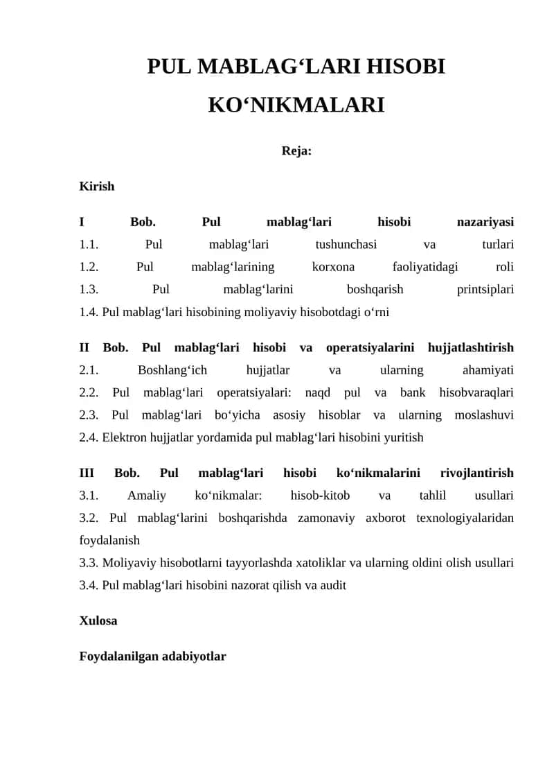 Pul mablag‘lari hisobi 1