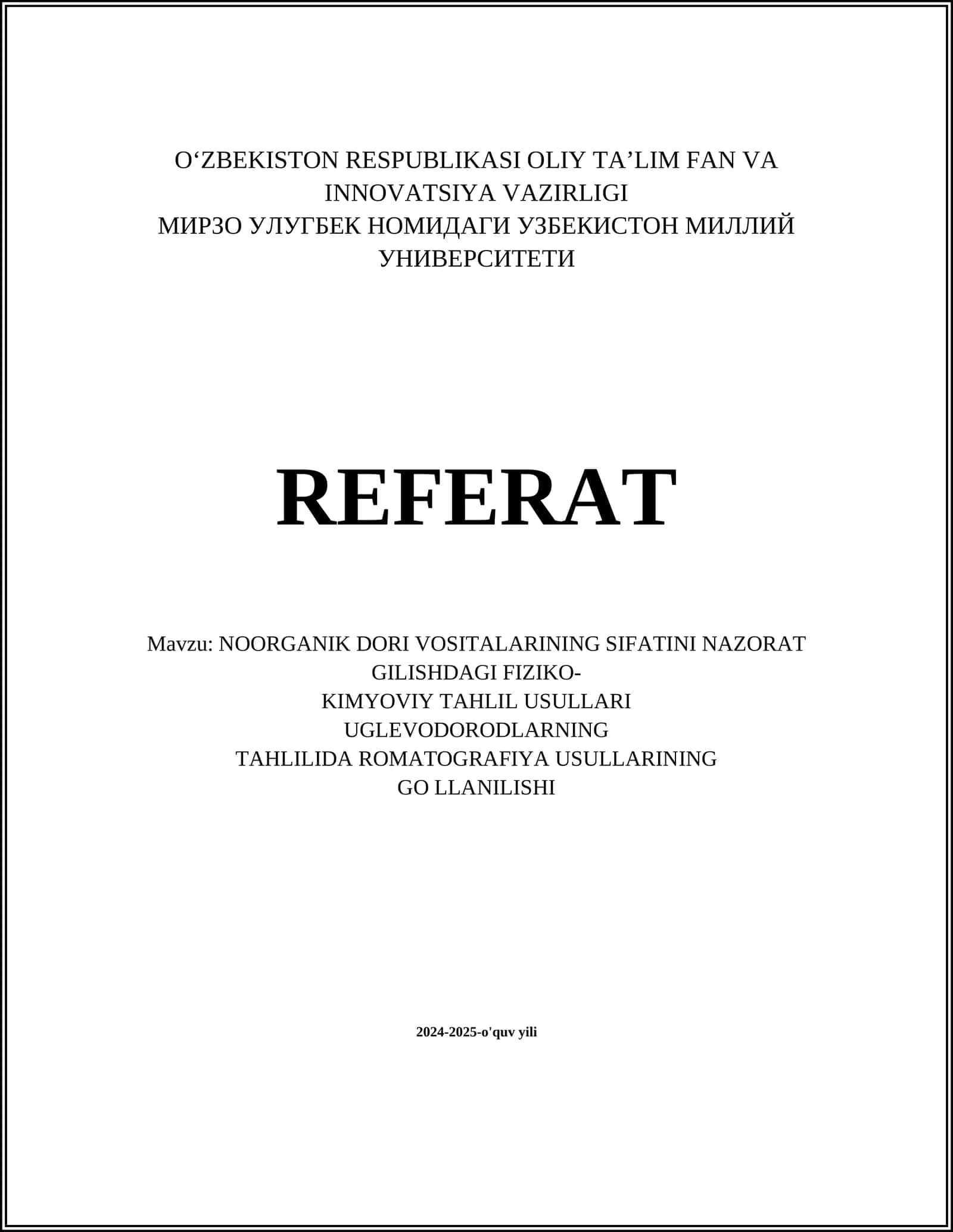 NOORGANIK DORI VOSITALARINING SIFATINI NAZORAT GILISHDAGI FIZIKO-KIMYOVIY TAHLIL USULLARI 1