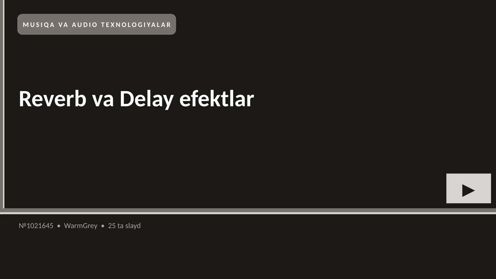 MUSIQA VA AUDIO TEXNOLOGIYALAR 1