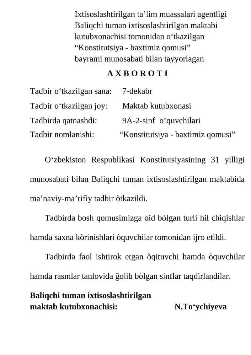 Konstitutsiya - baxtimiz qomusi bayrami