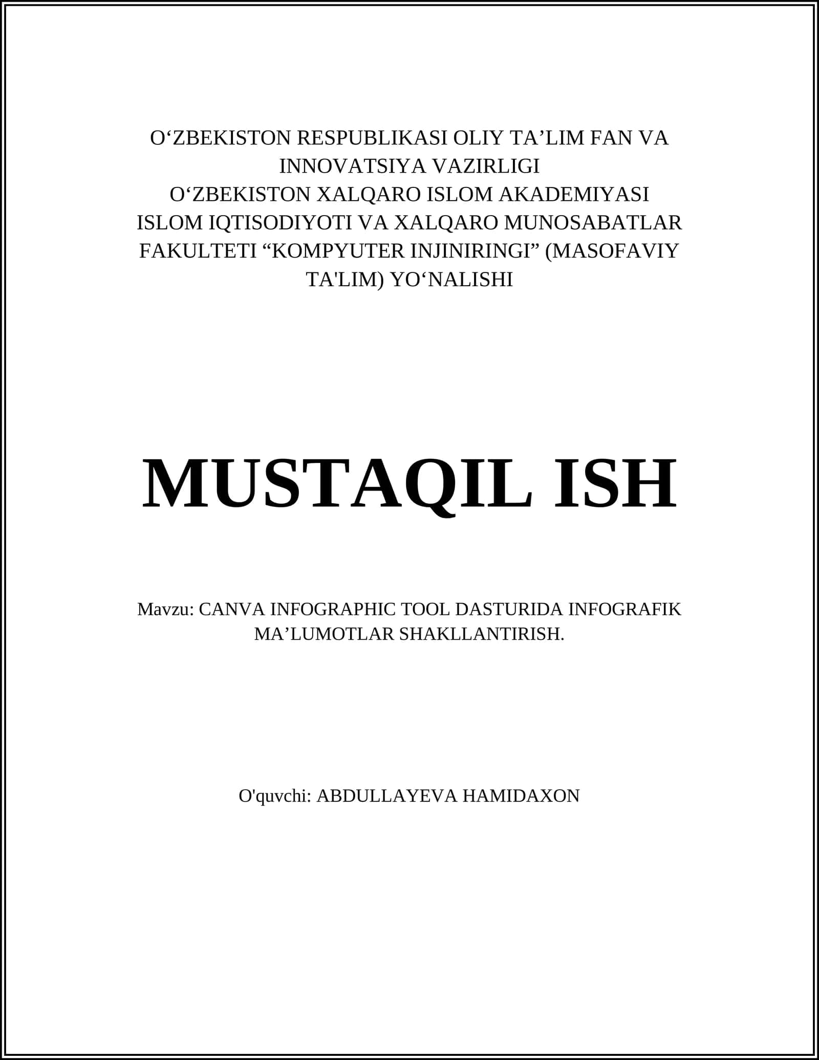 CANVA INFOGRAPHIC TOOL DASTURIDA INFOGRAFIK MA’LUMOTLAR SHAKLLANTIRISH 1