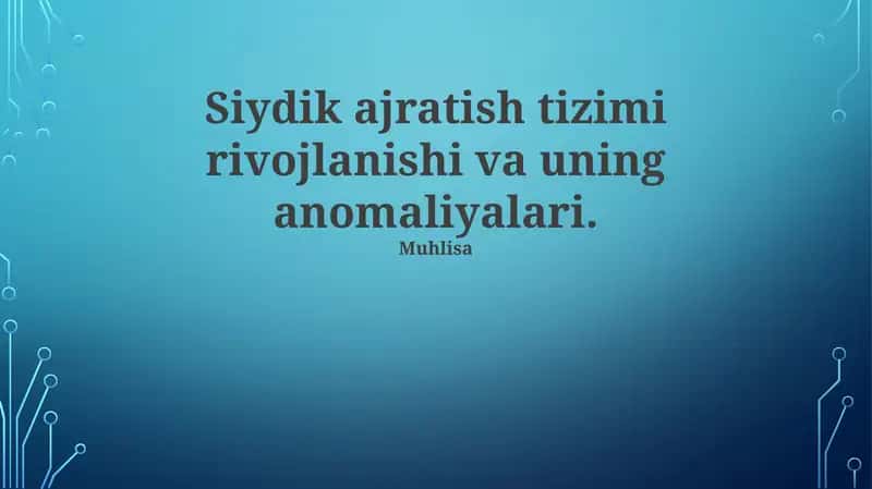 Siydik ajratish tizimi rivojlanishi va uning anomaliyalari 1