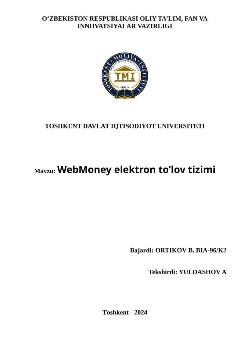 WebMoney elektron to’lov tizimi 1