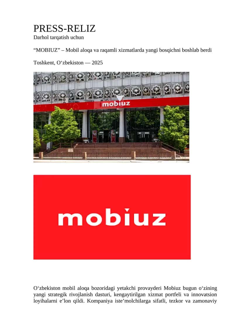marketing fani uchun Press reliz 1