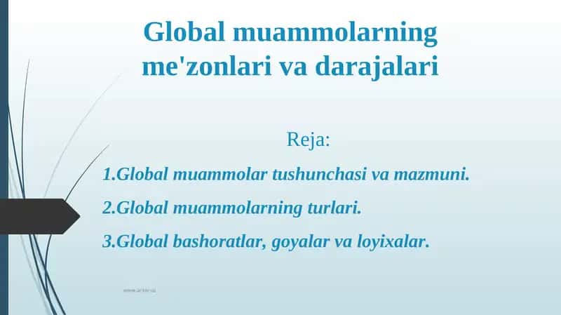 Global muammolarning me'zonlari va darajalari 1