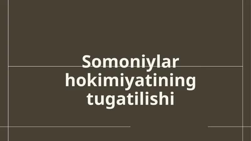 Somoniylar hokimiyatining tugatilishi 1