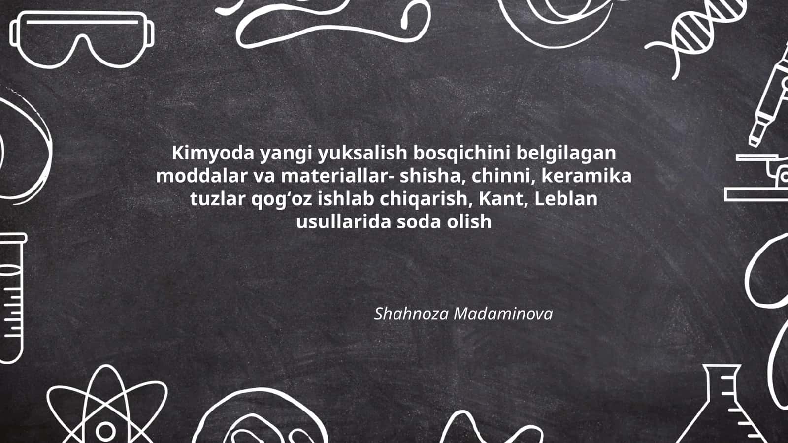 Kimyoda yangi yuksalish bosqichini belgilagan moddalar va materiallar 1