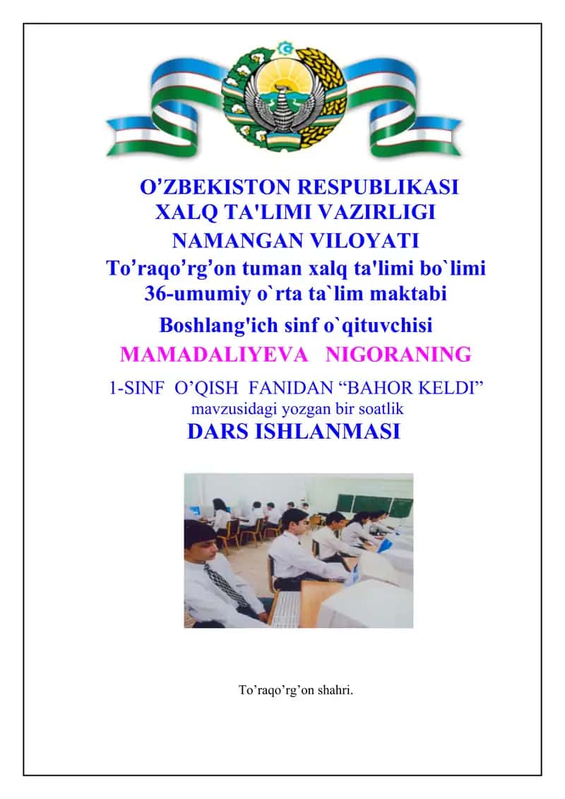 Bahor keldi dars ishlanmasi 1