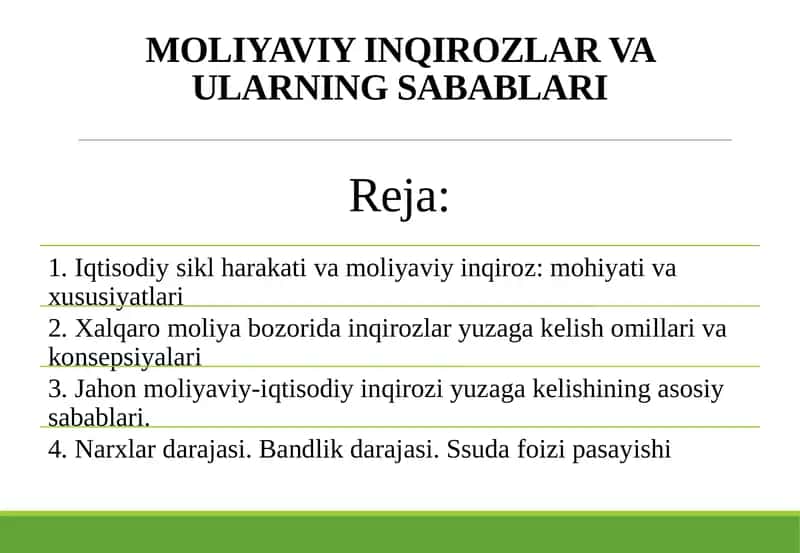 Moliyaviy Inqirozlar va Ularning Sabablari 1
