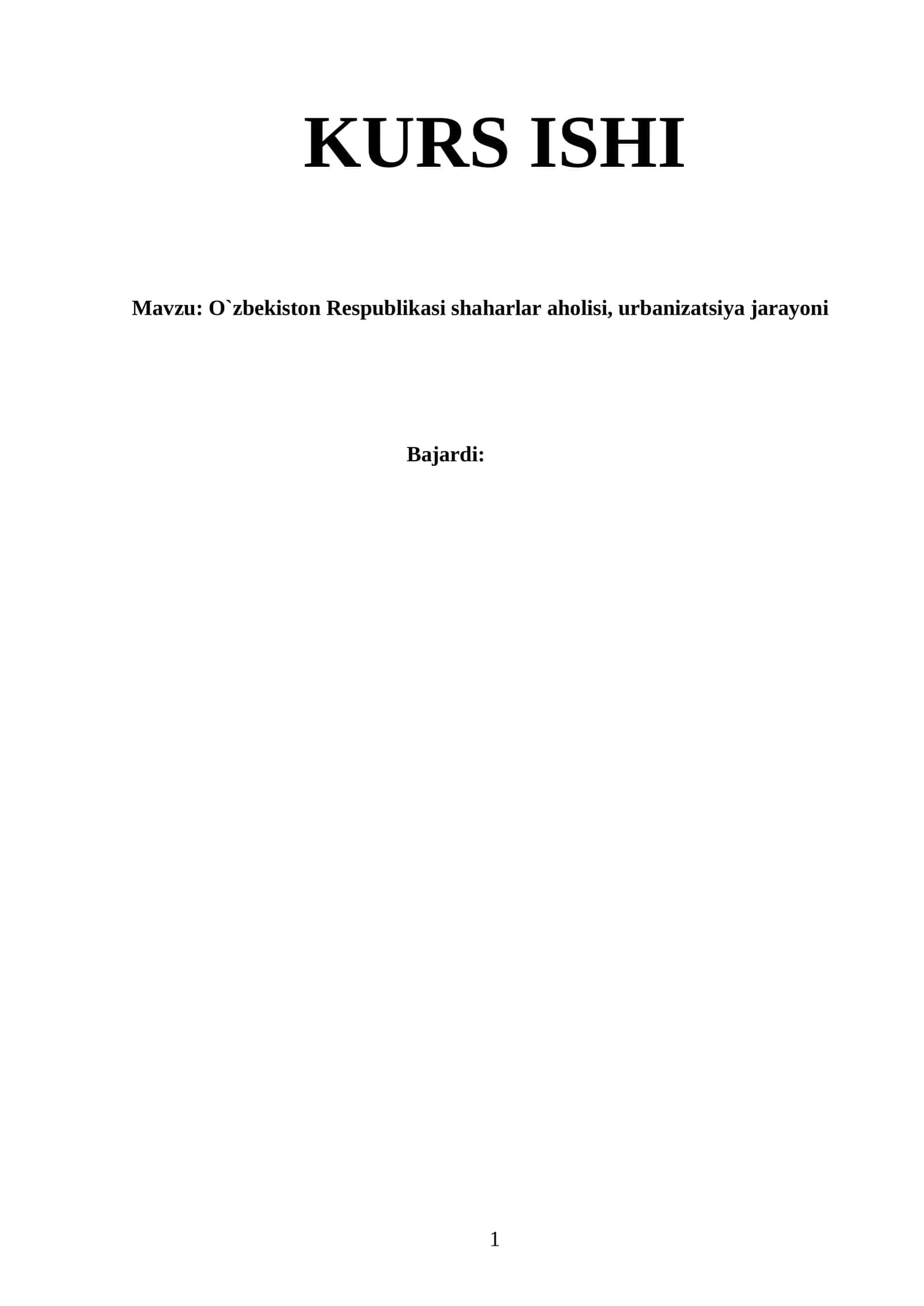 O`zbekiston Respublikasi shaharlar aholisi, urbanizatsiya jarayoni 1