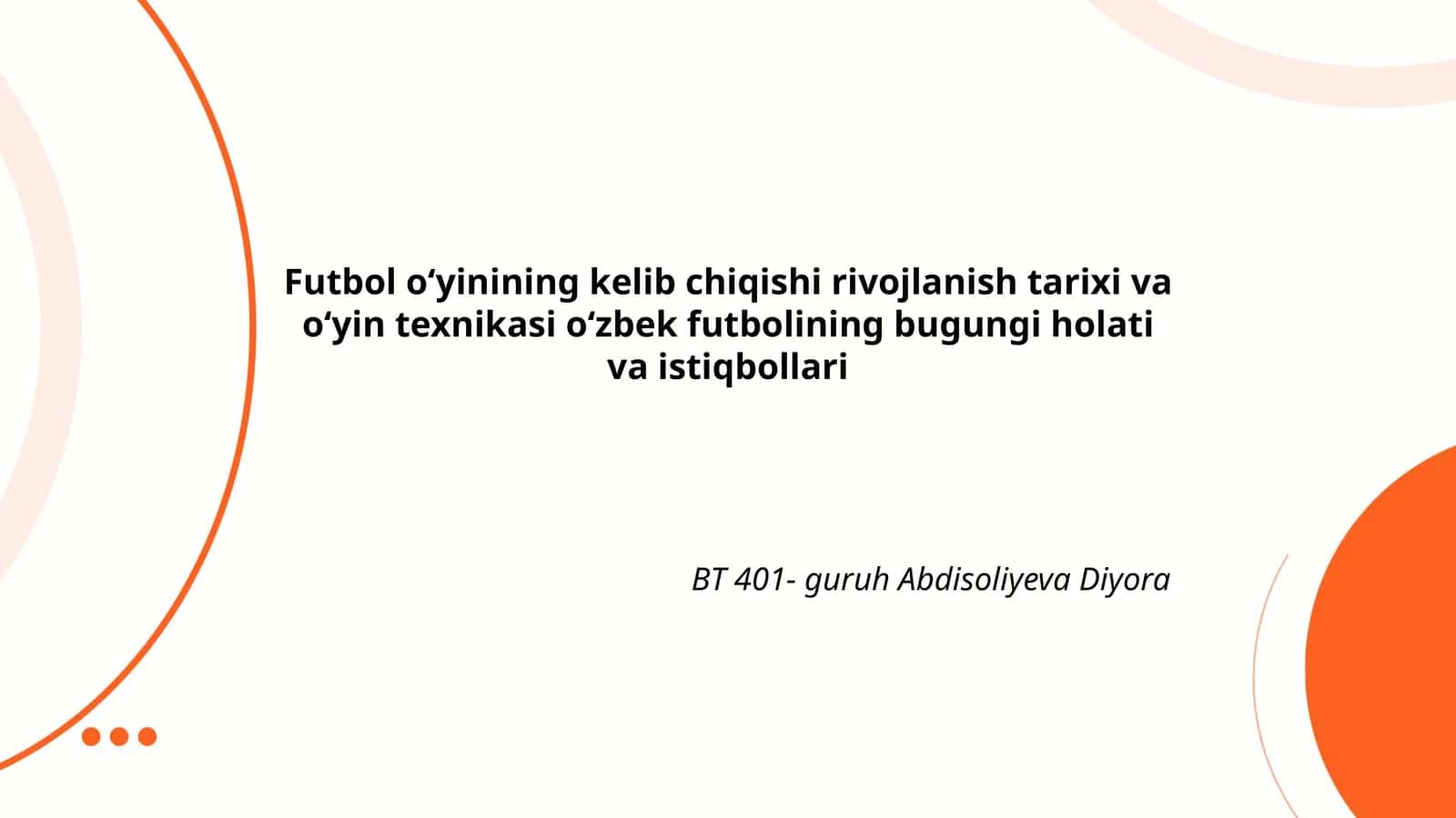 Futbol oʻyinining kelib chiqishi rivojlanish tarixi va oʻyin texnikasi 1