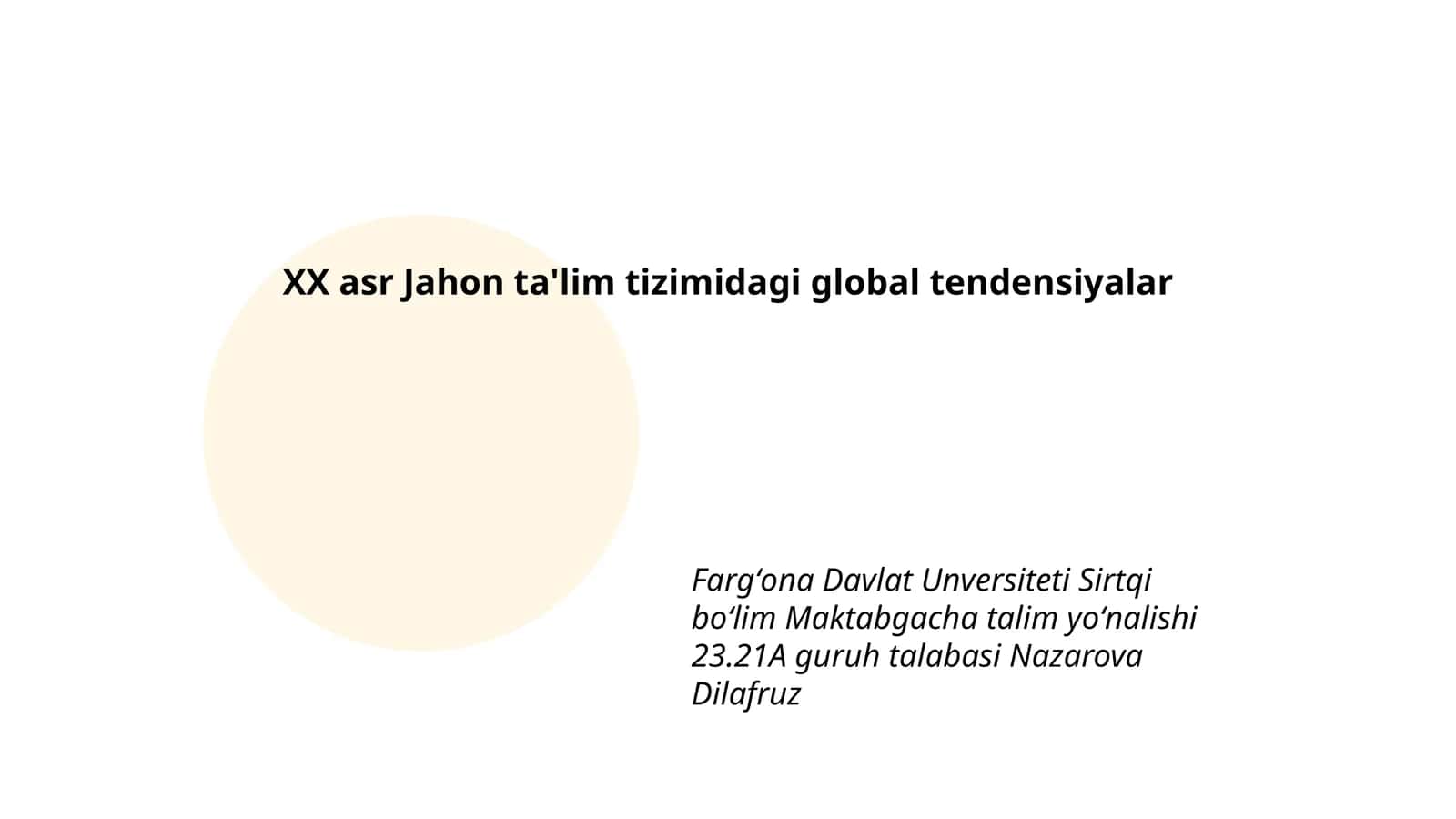XX asr Jahon ta'lim tizimidagi global tendensiyalar 1