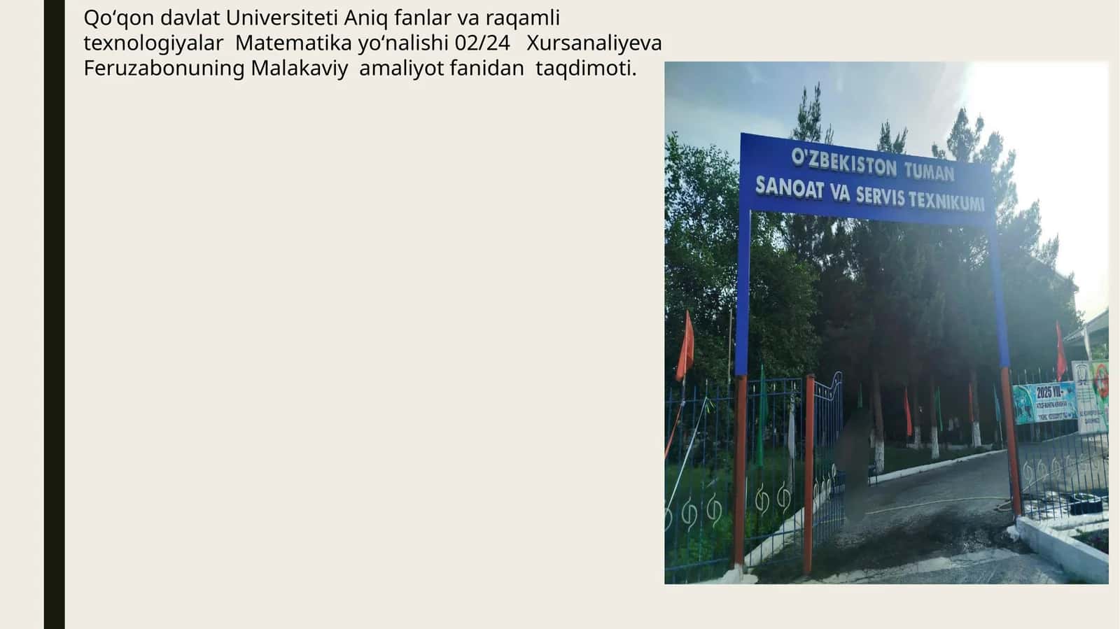 Malakaviy amaliyot fanidan taqdimoti 1