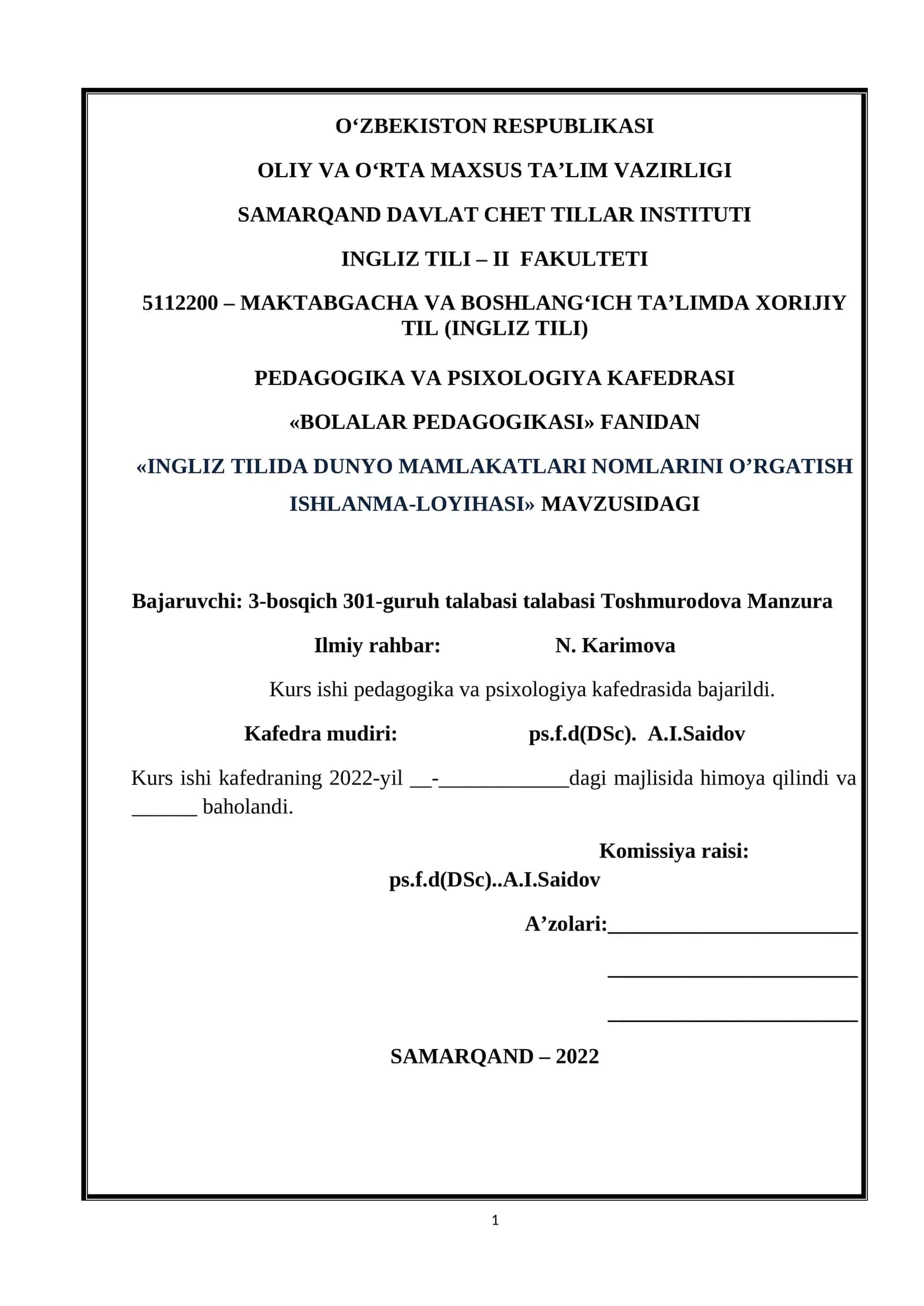 BOLALAR PEDAGOGIKASI 1
