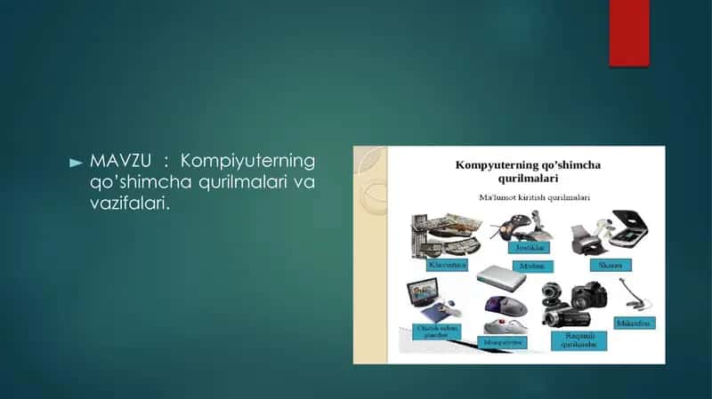 Kompyuterning qo’shimcha qurilmalari va vazifalari. 1