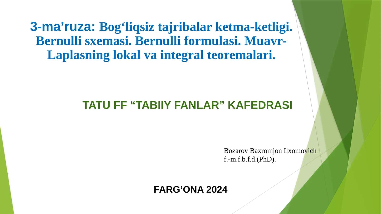 Muavr-Laplasning lokalva integralteoremalari 1